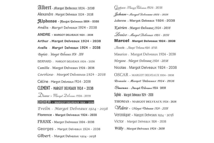beschikbare lettertypes